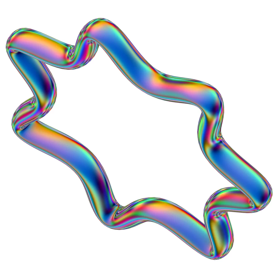 潮流酸性全息金属镭射机能彩虹3D立体几何图形png免抠图片素材【082】
